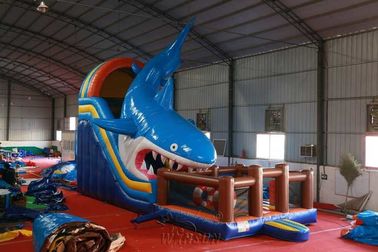 Çin Suya Dayanıklı Büyük Şişme Kuru Slayt Köpekbalığı Temalı 12x4x6.5m Fabrika
