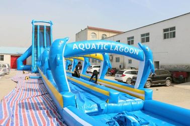 Çin Yetişkinler için Mavi Yunus büyük su kaydırağı WSS-277 / 0.55mm PVC Malzeme Fabrika