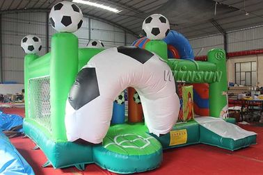 Çin Futbol Temalı Şişme Çocuk Zıplama Evi / Ticari Sıçrama Evi Fabrika